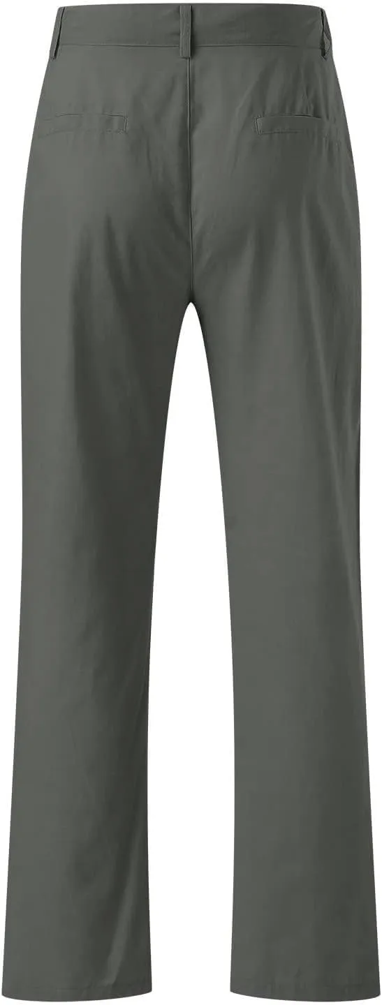 Mens Casual Linen Pants Drawstring Straight Leg Elastic Waist Sweatpants Fashion Solid Color Breathe Fall Trousers