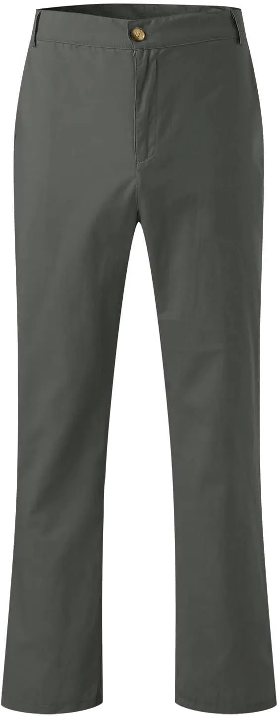 Mens Casual Linen Pants Drawstring Straight Leg Elastic Waist Sweatpants Fashion Solid Color Breathe Fall Trousers