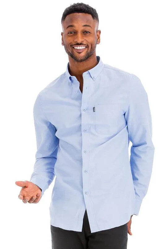 Men's Casual Long Sleeve Shirts Brown