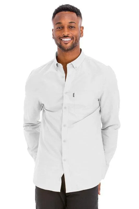 Men's Casual Long Sleeve Shirts Brown