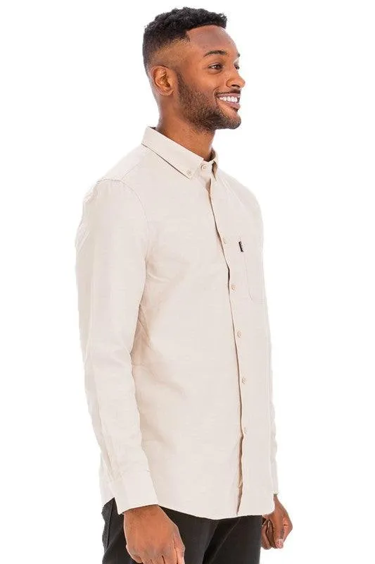 Men's Casual Long Sleeve Shirts Brown