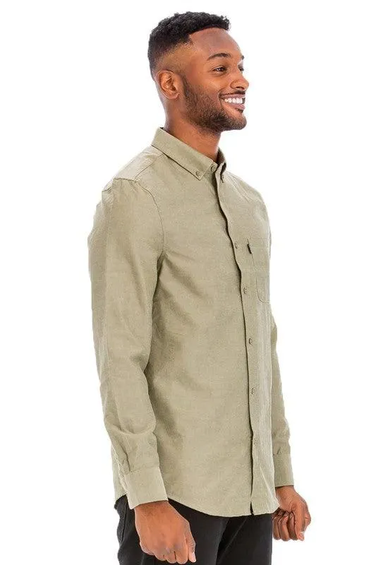 Men's Casual Long Sleeve Shirts Brown