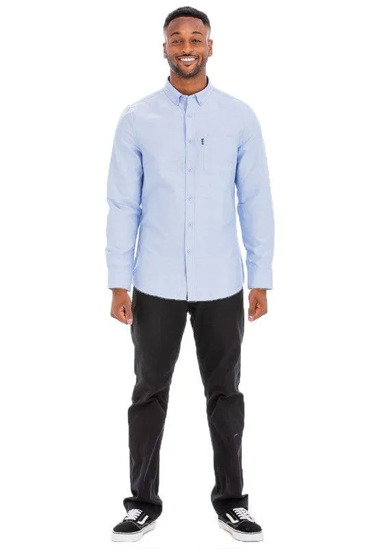 Men's Casual Long Sleeve Shirts Brown