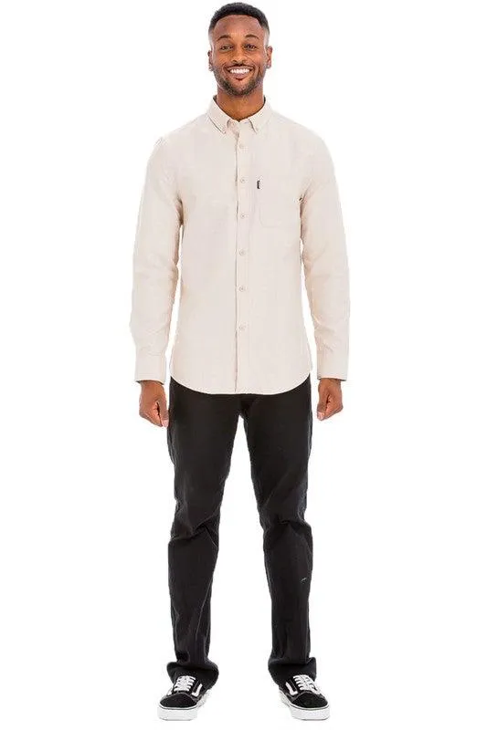 Men's Casual Long Sleeve Shirts Brown