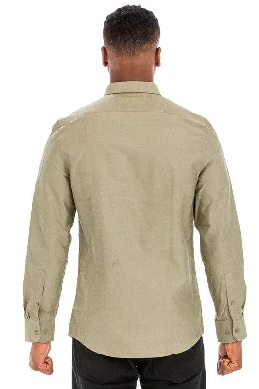Men's Casual Long Sleeve Shirts Brown