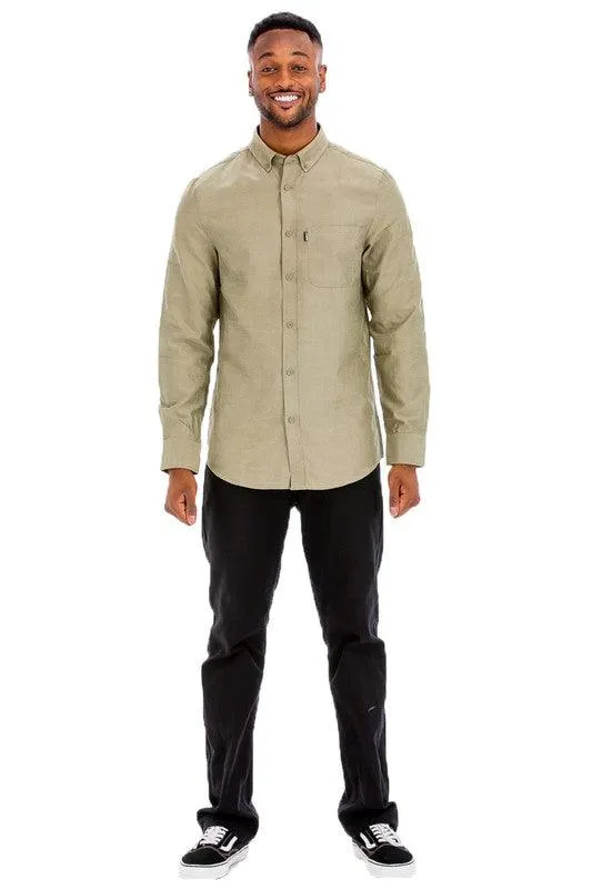 Men's Casual Long Sleeve Shirts Brown