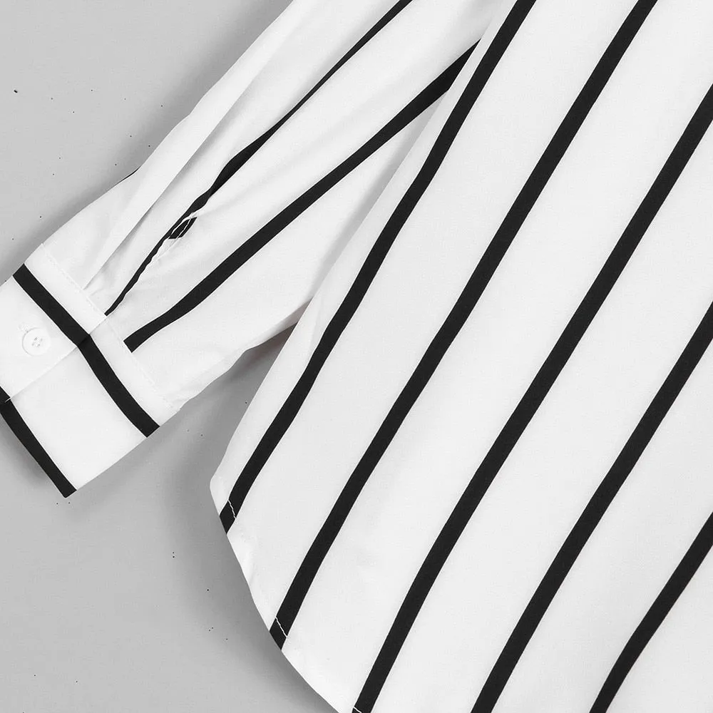 Men's Casual Long Sleeved Striped Shirt | Plus Size