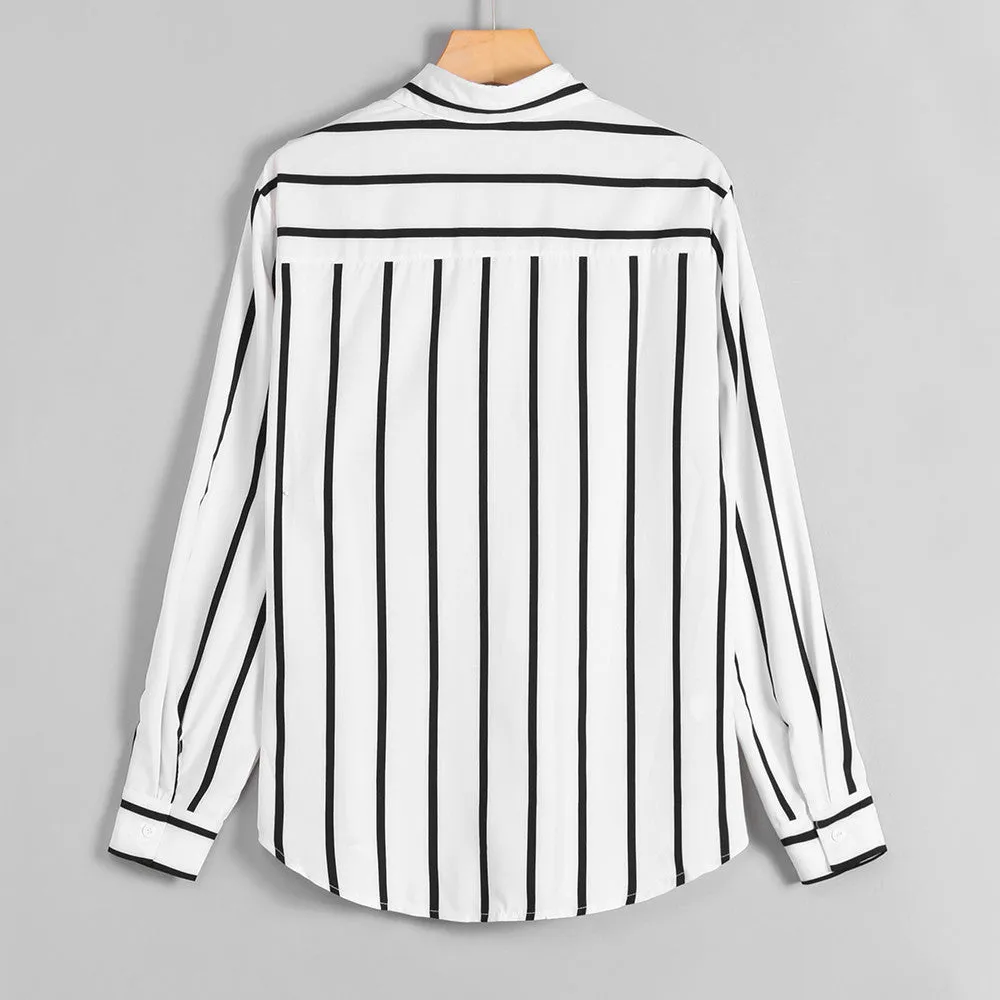 Men's Casual Long Sleeved Striped Shirt | Plus Size