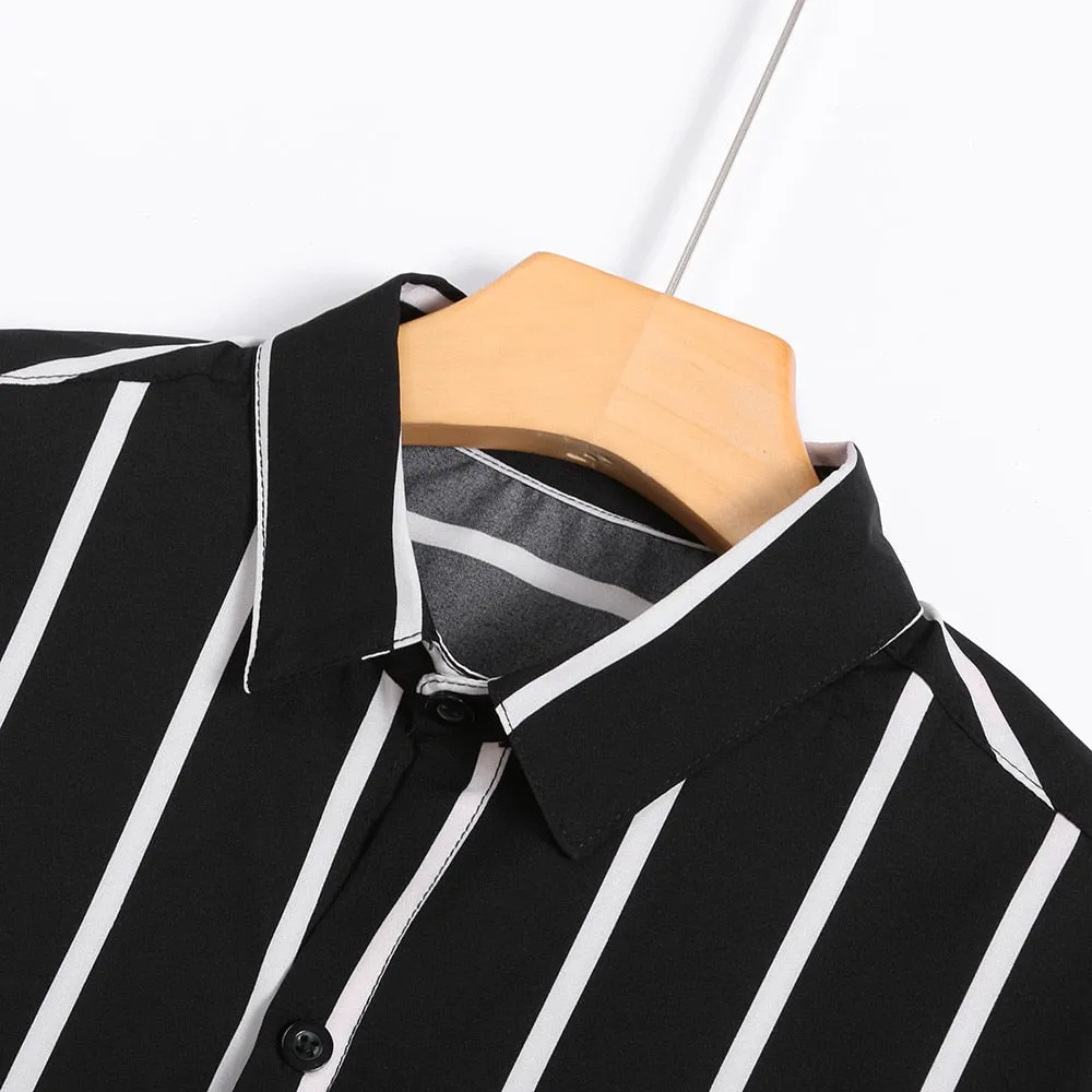 Men's Casual Long Sleeved Striped Shirt | Plus Size