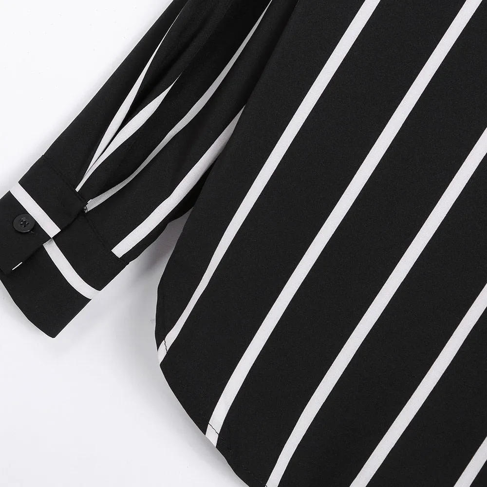 Men's Casual Long Sleeved Striped Shirt | Plus Size