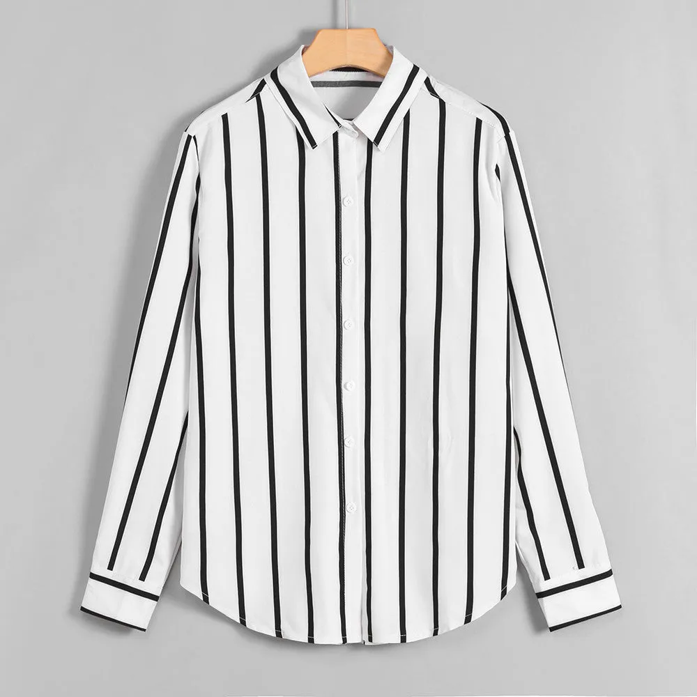 Men's Casual Long Sleeved Striped Shirt | Plus Size