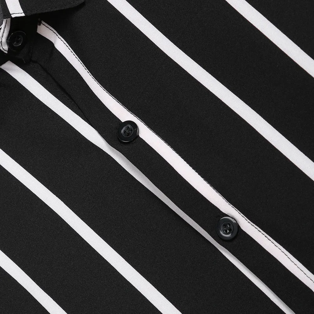 Men's Casual Long Sleeved Striped Shirt | Plus Size