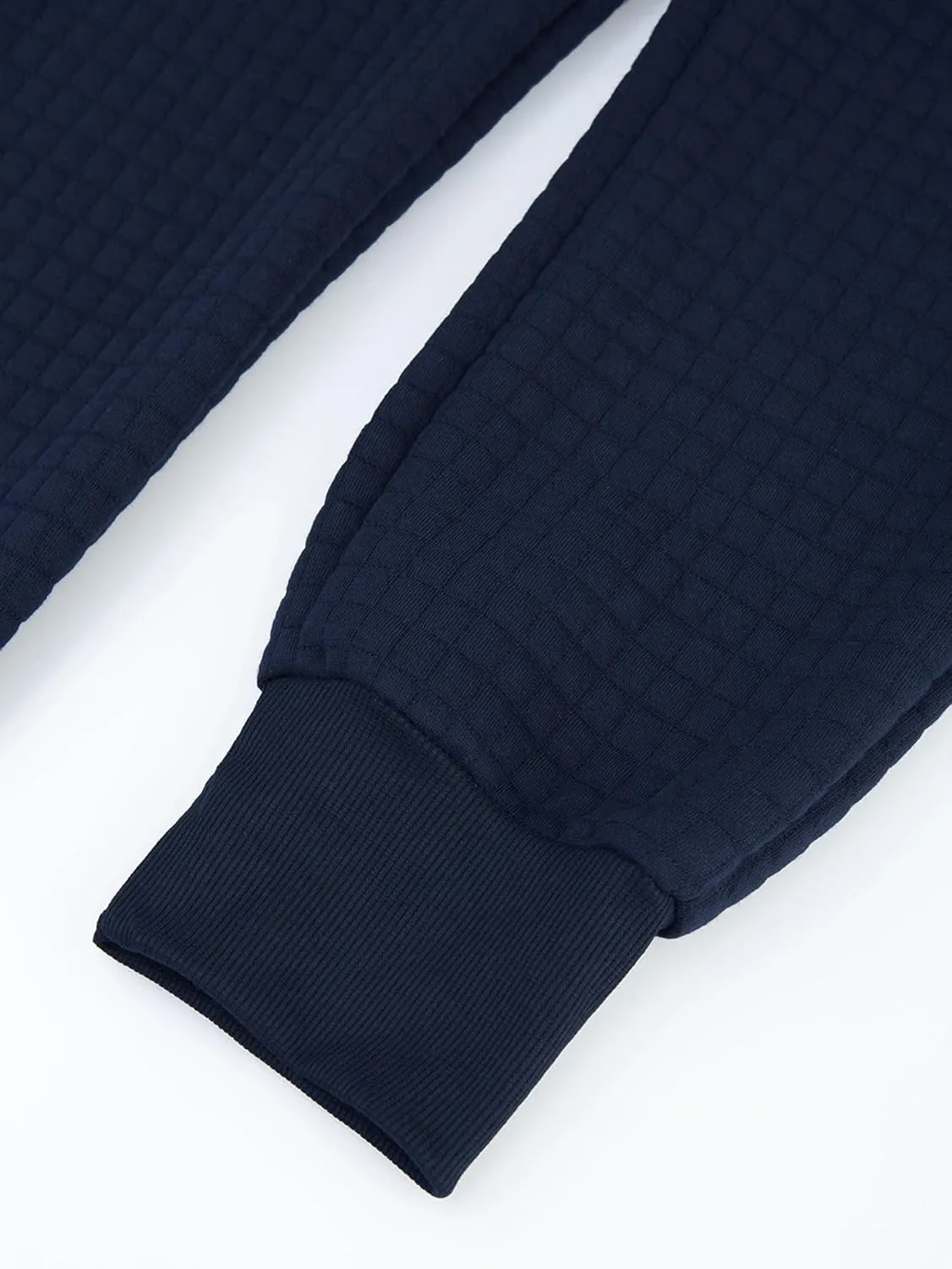 Mens Casual Pants Elastic Waist Drawstring Tapered Pants Waffle Chino Athletic Joggers Pants with Pockets