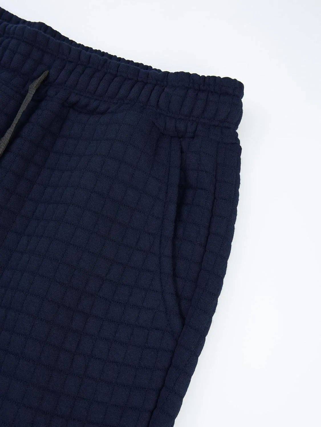 Mens Casual Pants Elastic Waist Drawstring Tapered Pants Waffle Chino Athletic Joggers Pants with Pockets