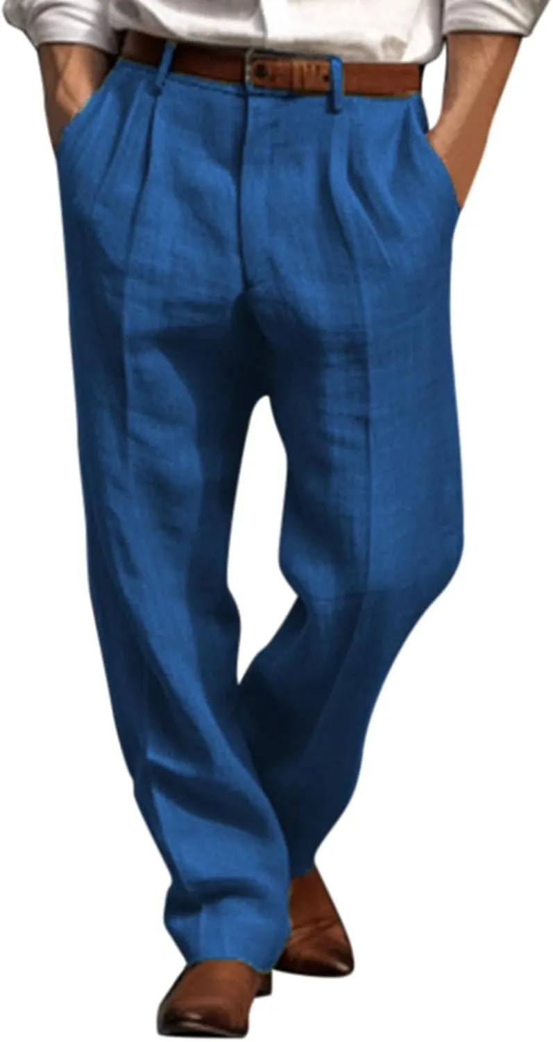 Mens Casual Pants Loose Fit Straight Leg Breathable Summer Beach Pants Plus Size Stretch Outdoor Hiking Jogging Trousers