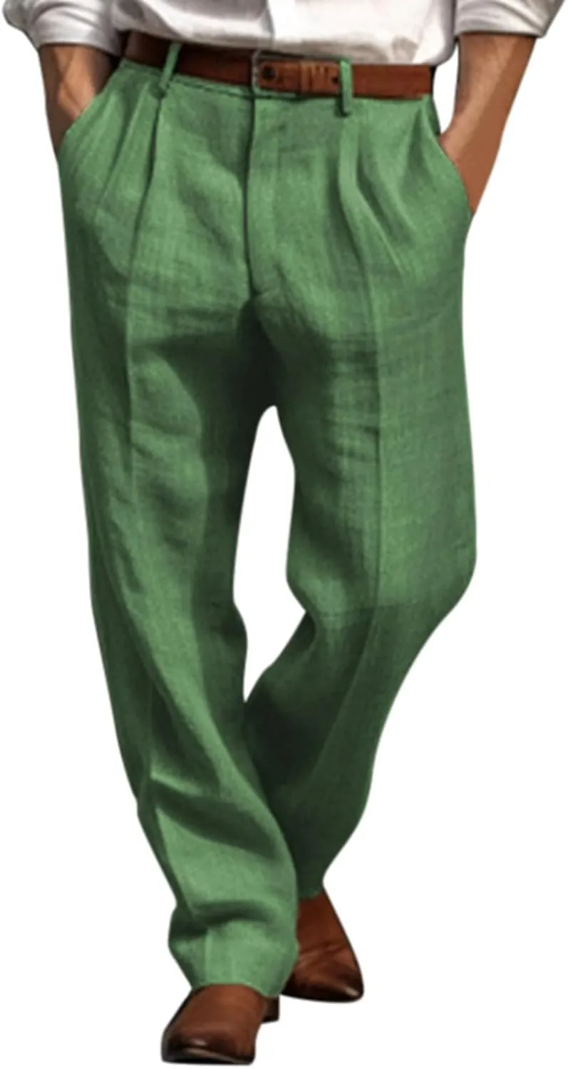 Mens Casual Pants Loose Fit Straight Leg Breathable Summer Beach Pants Plus Size Stretch Outdoor Hiking Jogging Trousers