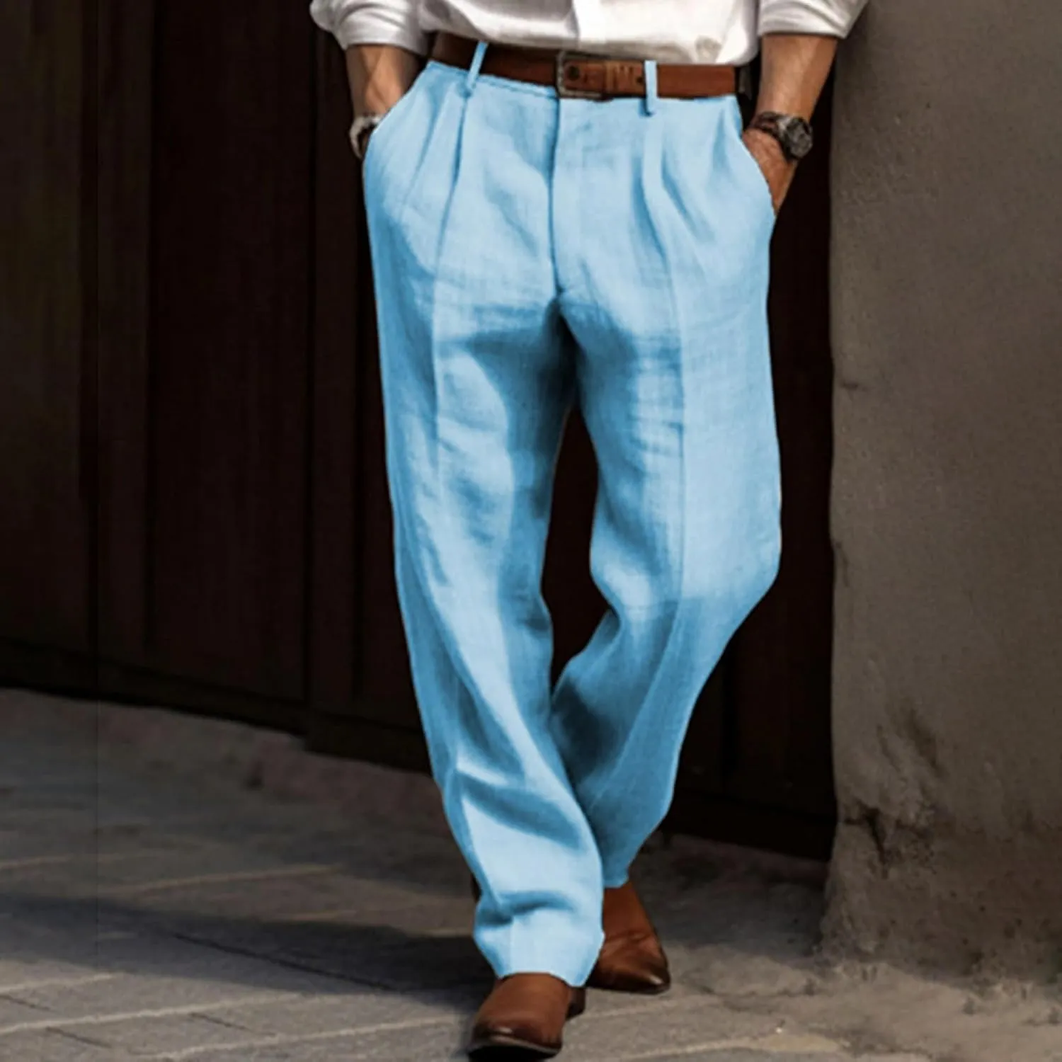 Mens Casual Pants Loose Fit Straight Leg Breathable Summer Beach Pants Plus Size Stretch Outdoor Hiking Jogging Trousers