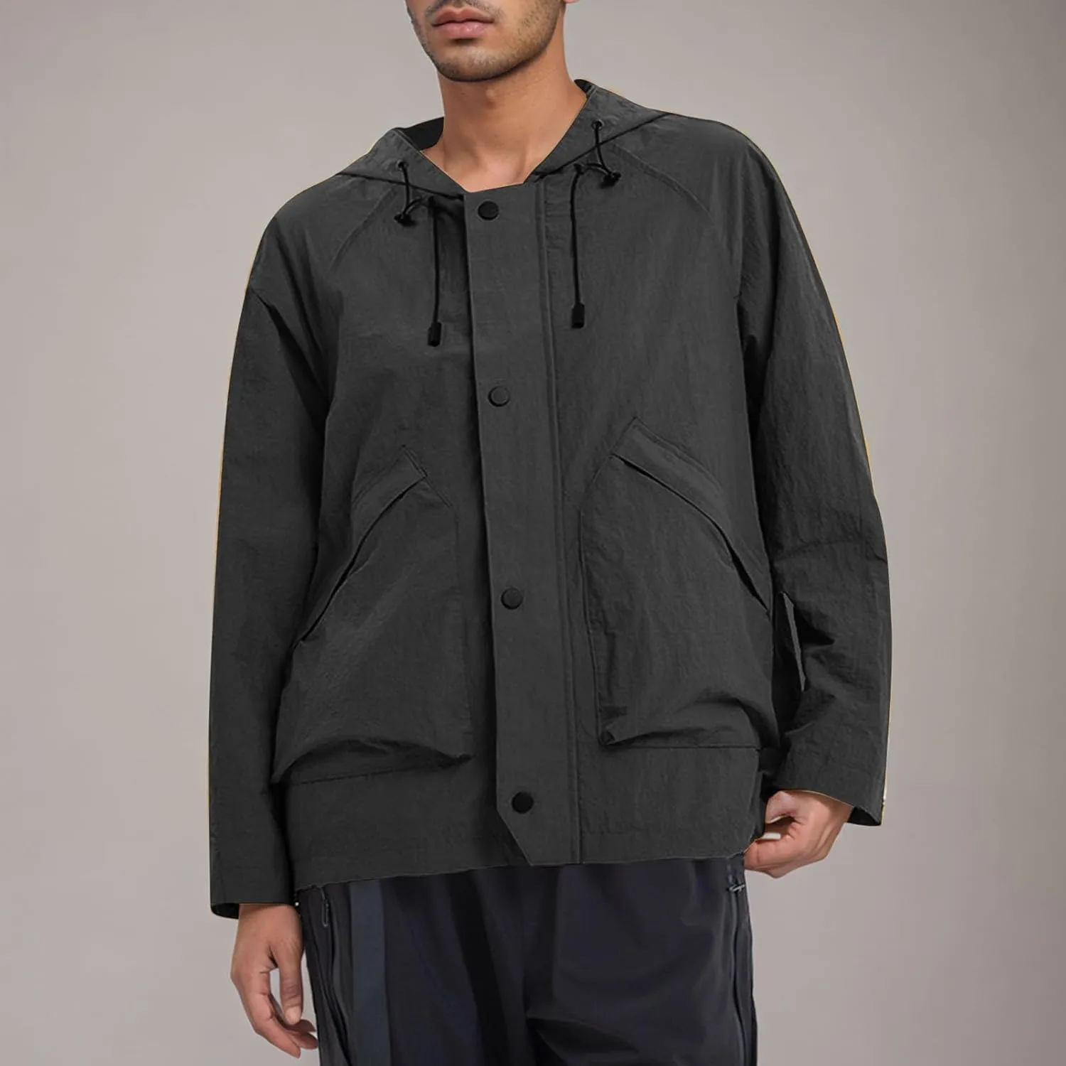 Mens Casual Rain Jackets Fall Lightweight Waterproof Windbreaker Long Sleeve Outdoor Hooded Raincoat With Pockets