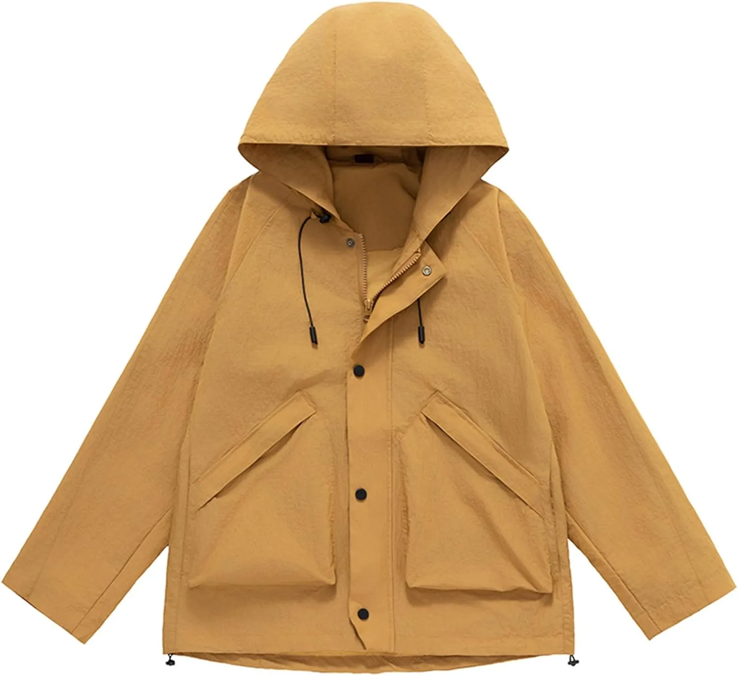 Mens Casual Rain Jackets Fall Lightweight Waterproof Windbreaker Long Sleeve Outdoor Hooded Raincoat With Pockets