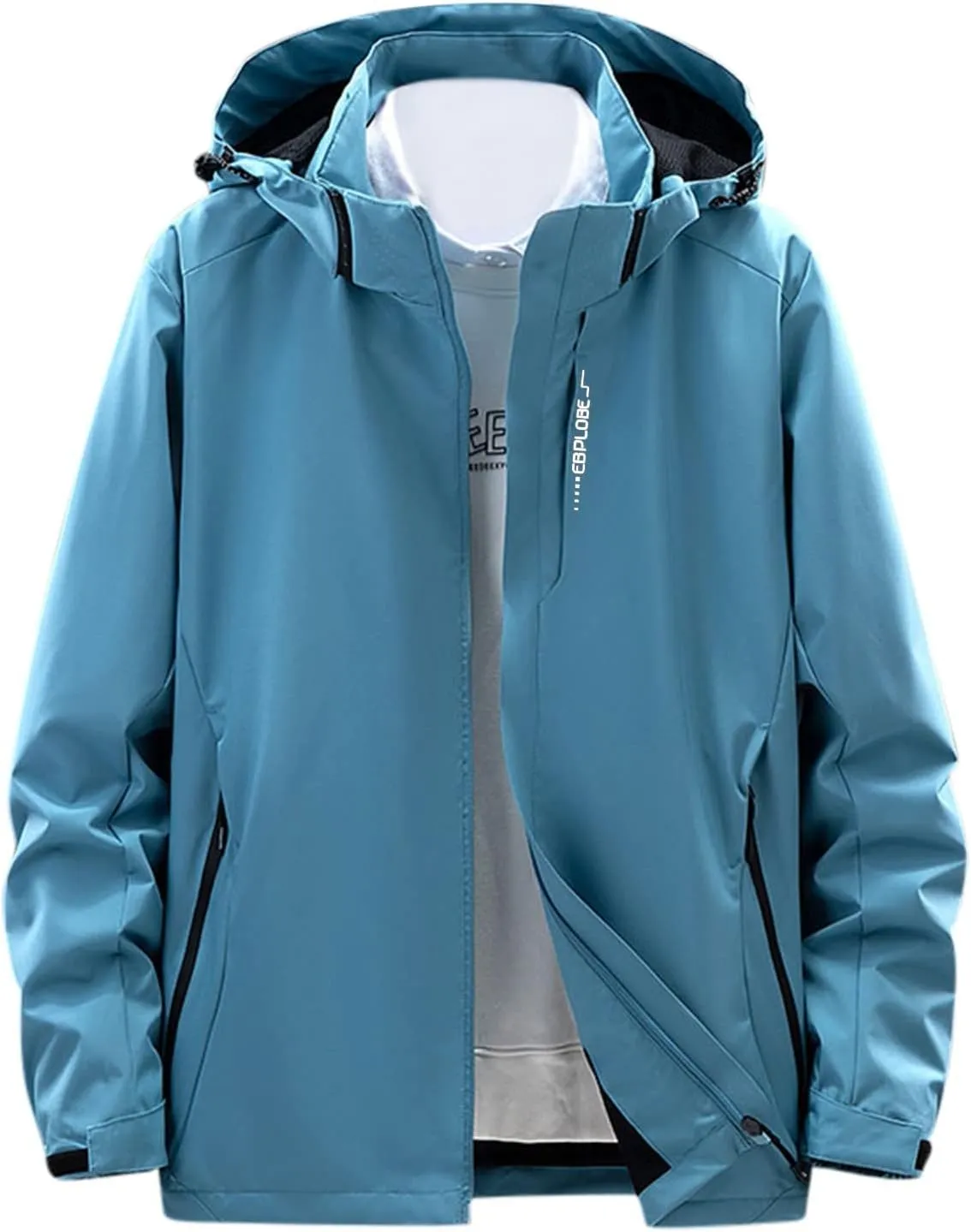 Men's Casual Rain Jackets Lightweight Waterproof Windproof Hooded Jackets Hiking Cycling Travel Climbing Tops Coat