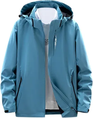 Men's Casual Rain Jackets Lightweight Waterproof Windproof Hooded Jackets Hiking Cycling Travel Climbing Tops Coat