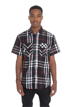 Mens Casual Short Sleeve Checker Shirts