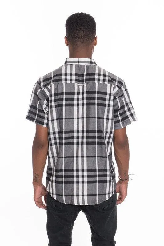 Mens Casual Short Sleeve Checker Shirts