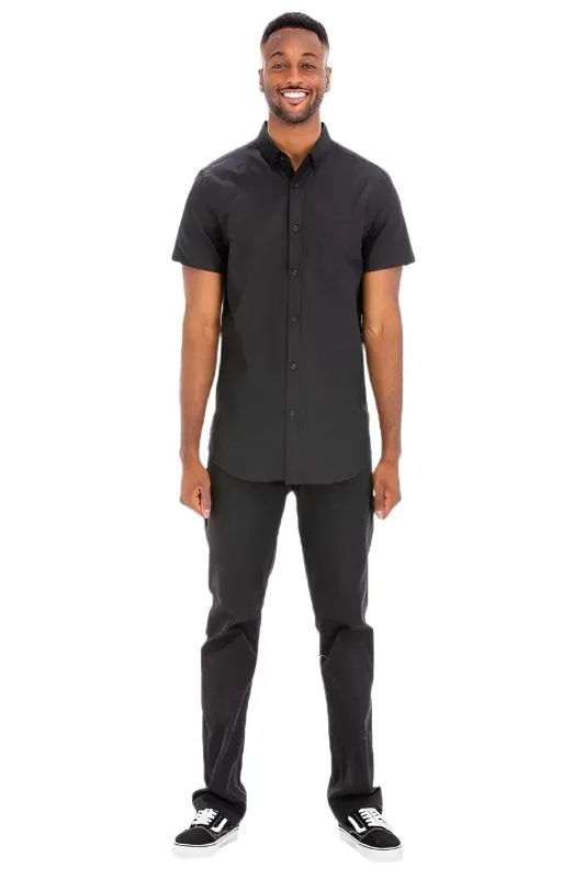 Mens Casual Short Sleeve Solid Shirts