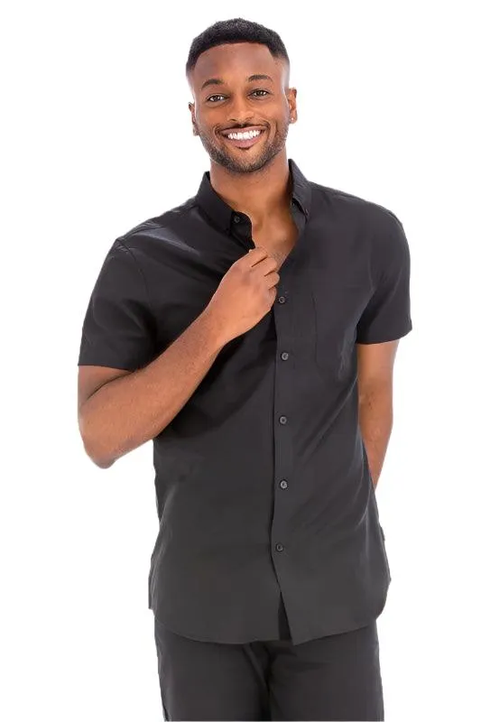 Mens Casual Short Sleeve Solid Shirts