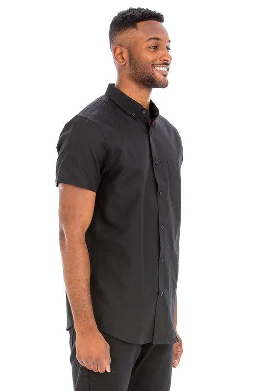 Mens Casual Short Sleeve Solid Shirts