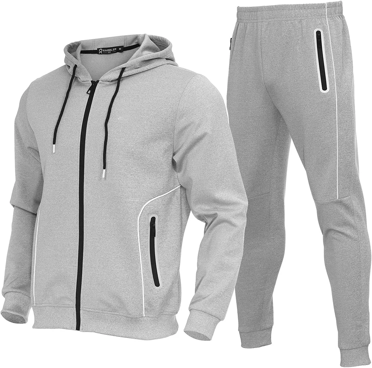 Men's Casual Tracksuits Long Sleeve Full Zip Hooded Athletic Sports Jogging Suits Sweatsuits for Men