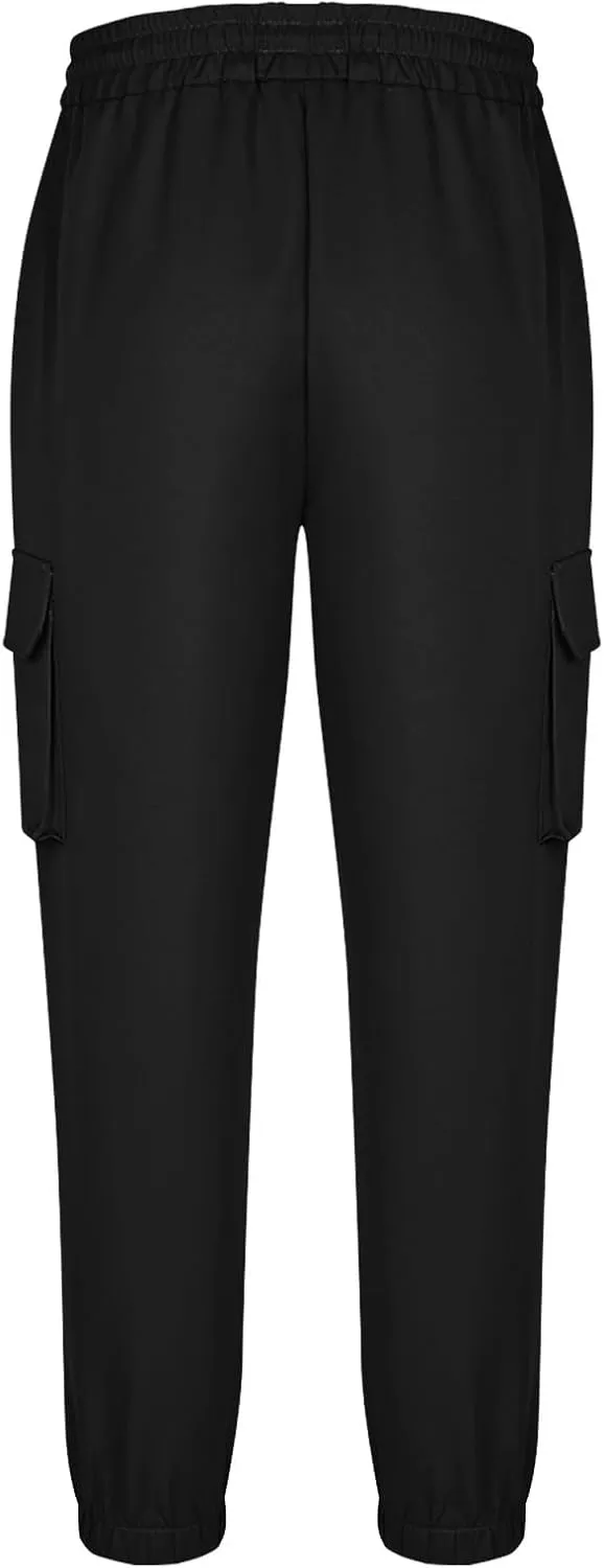 Mens Chinos Pants Elastic Waist Drawstring Twill Durable Cargo Pants Stylish Slim Fit Cinch Bottom Tapered Trousers