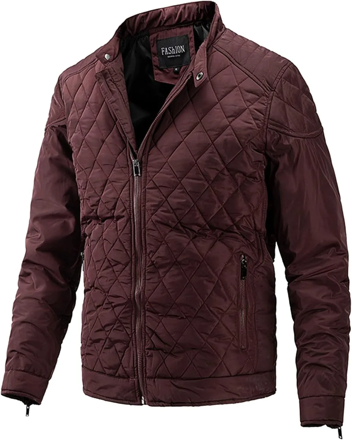 Mens Coat New Cotton Clip Trend Reversible Men's Solid Color Coat Zipper Stand Collar Jacket Fleece