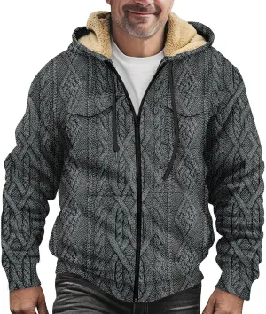 Mens Coats Winter Hoodies Pockets Long Sleeve Casual Graphic Zip Up Vintage Padded Jacket