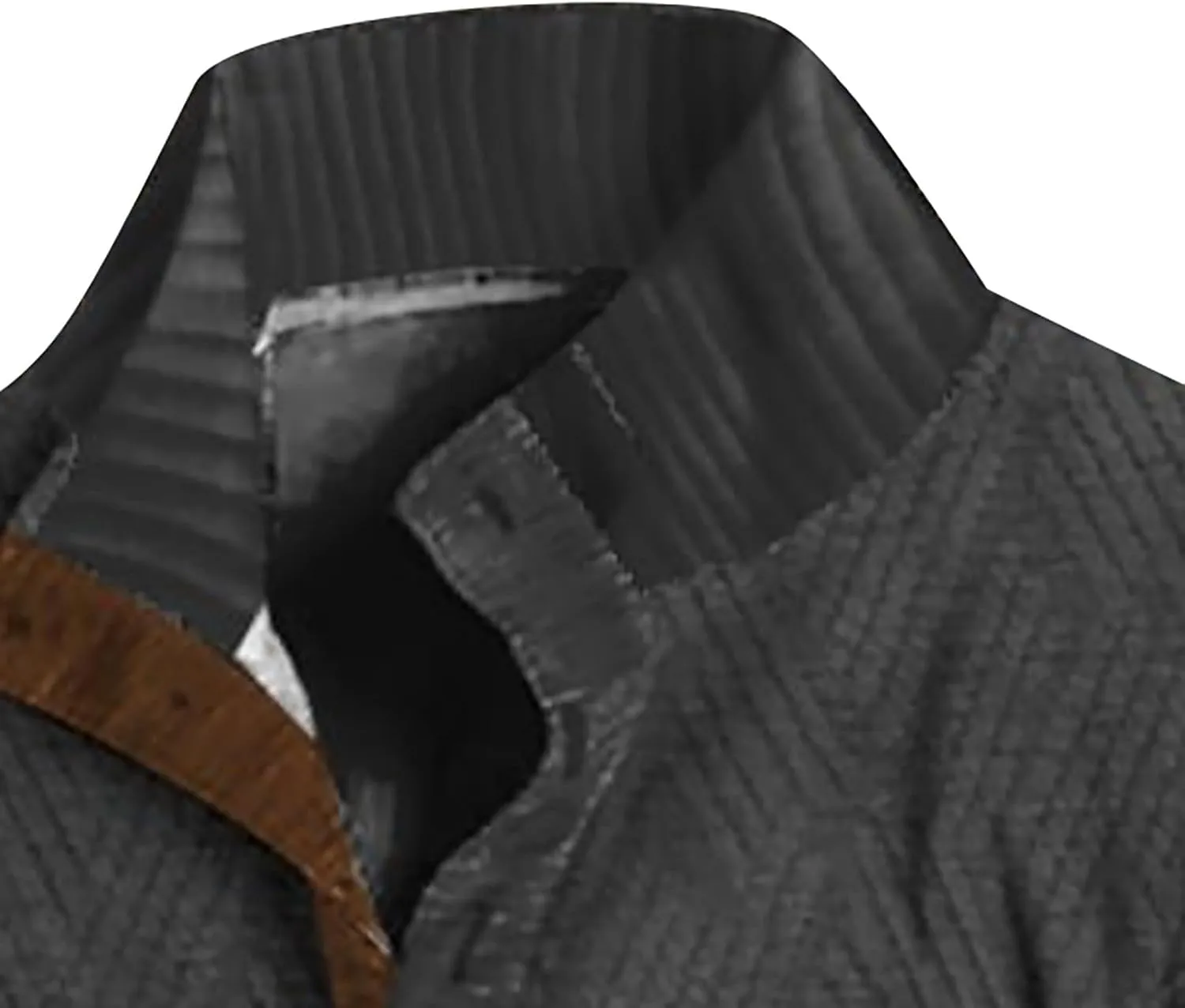 Men's Corduroy Sweatshirts Casual Printed Button Down Stand Collar Long Sleeve Henley Shirt Polo Pullover Sweatshirt