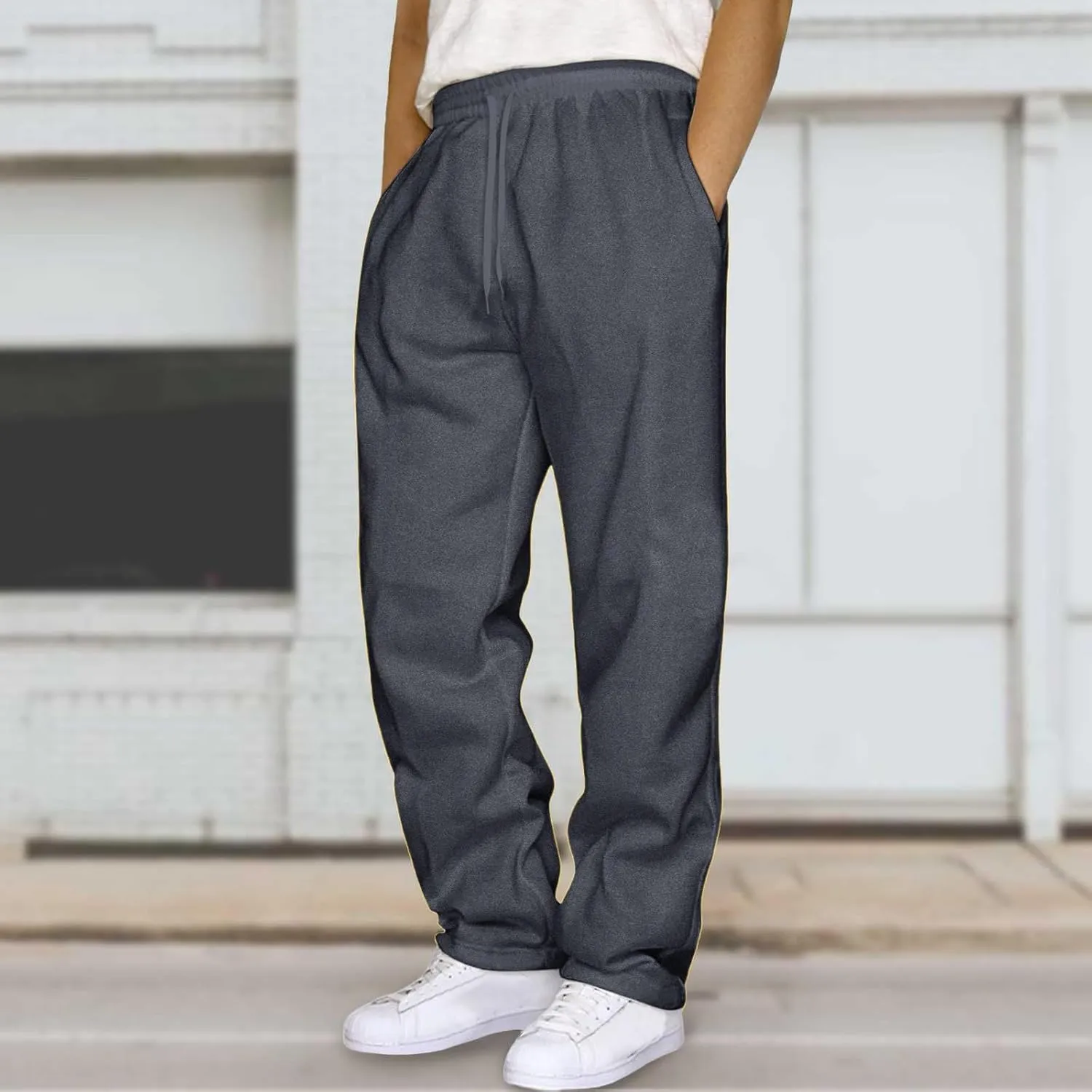 Mens Cotton Casual Sweatpants Yoga Athletic Lounge Trousers Elastic Jogger Design Straight Legs with Pockets for Running Wear