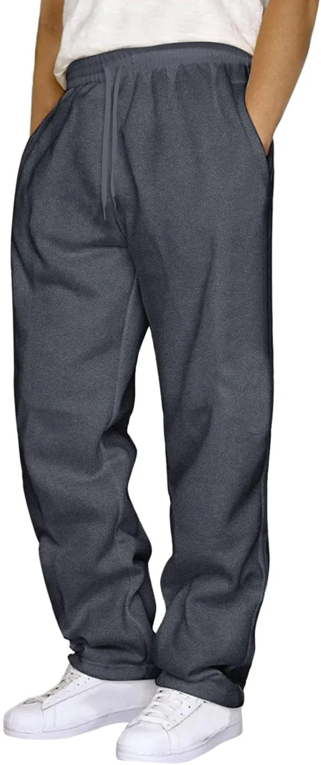 Mens Cotton Casual Sweatpants Yoga Athletic Lounge Trousers Elastic Jogger Design Straight Legs with Pockets for Running Wear
