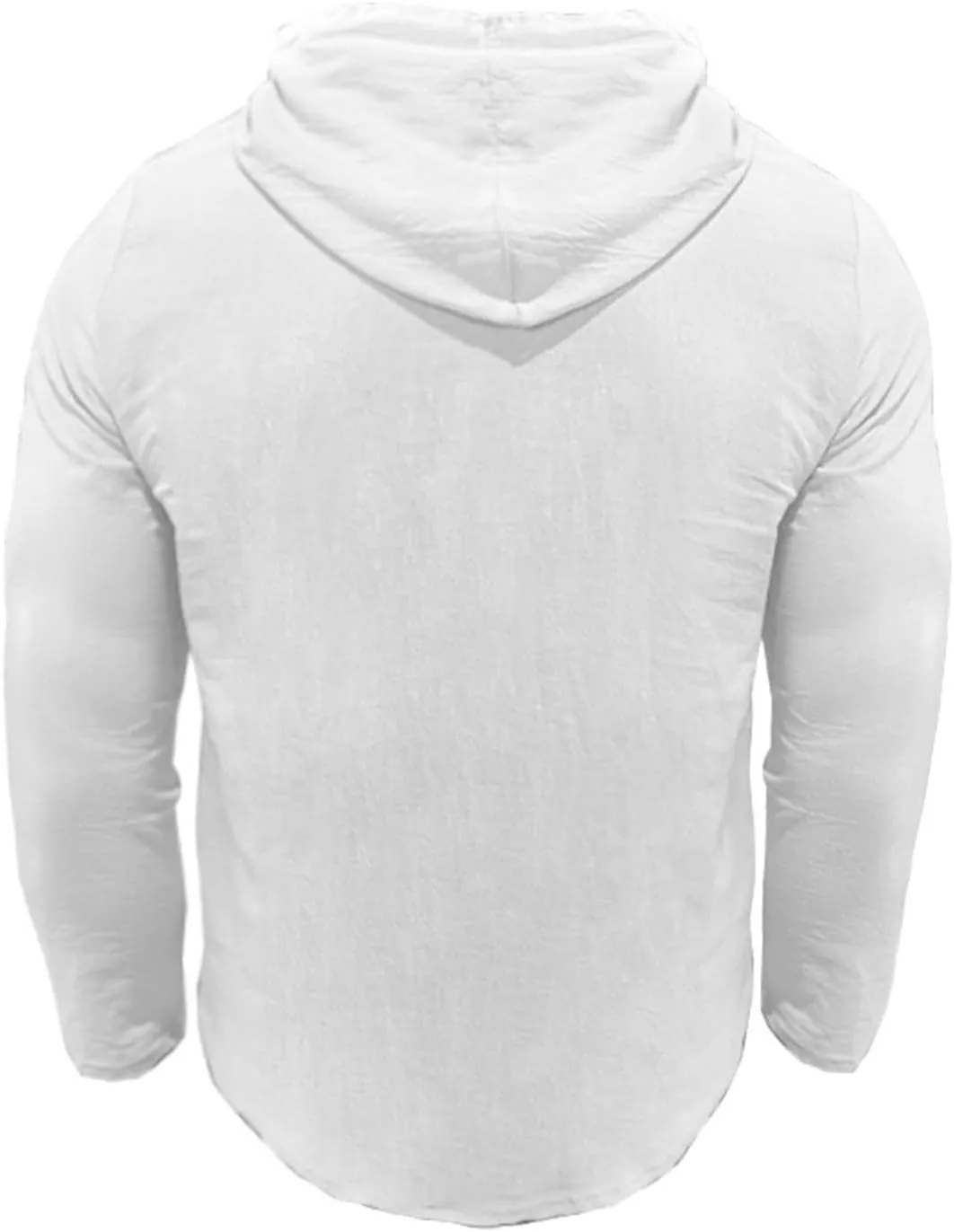 Mens Cotton Linen Hoodies Long Sleeve Casual Summer Beach Hippie Shirts with Hood V Neck Button Up Fishing T-Shirts