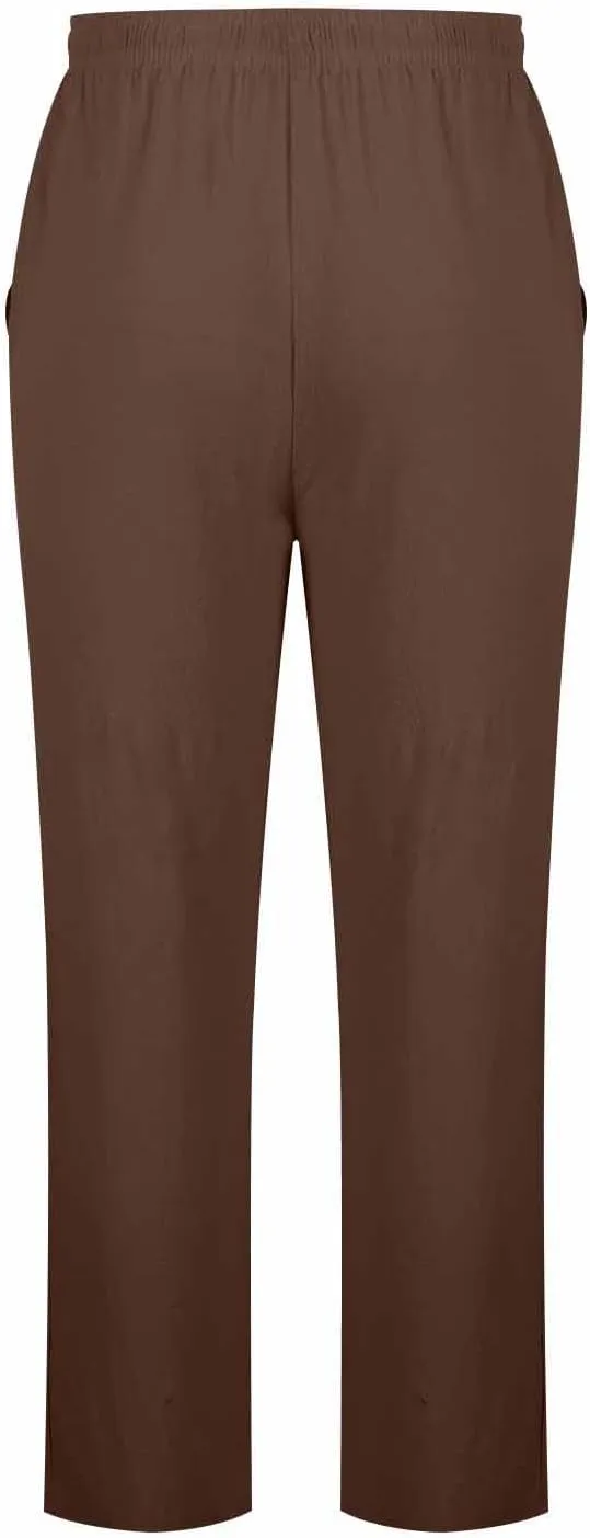 Mens Cotton Linen Joggers Sweatpants Casual Drawstring Elastic Waist Pant Baggy Quick Drying Workout Straight Trouser