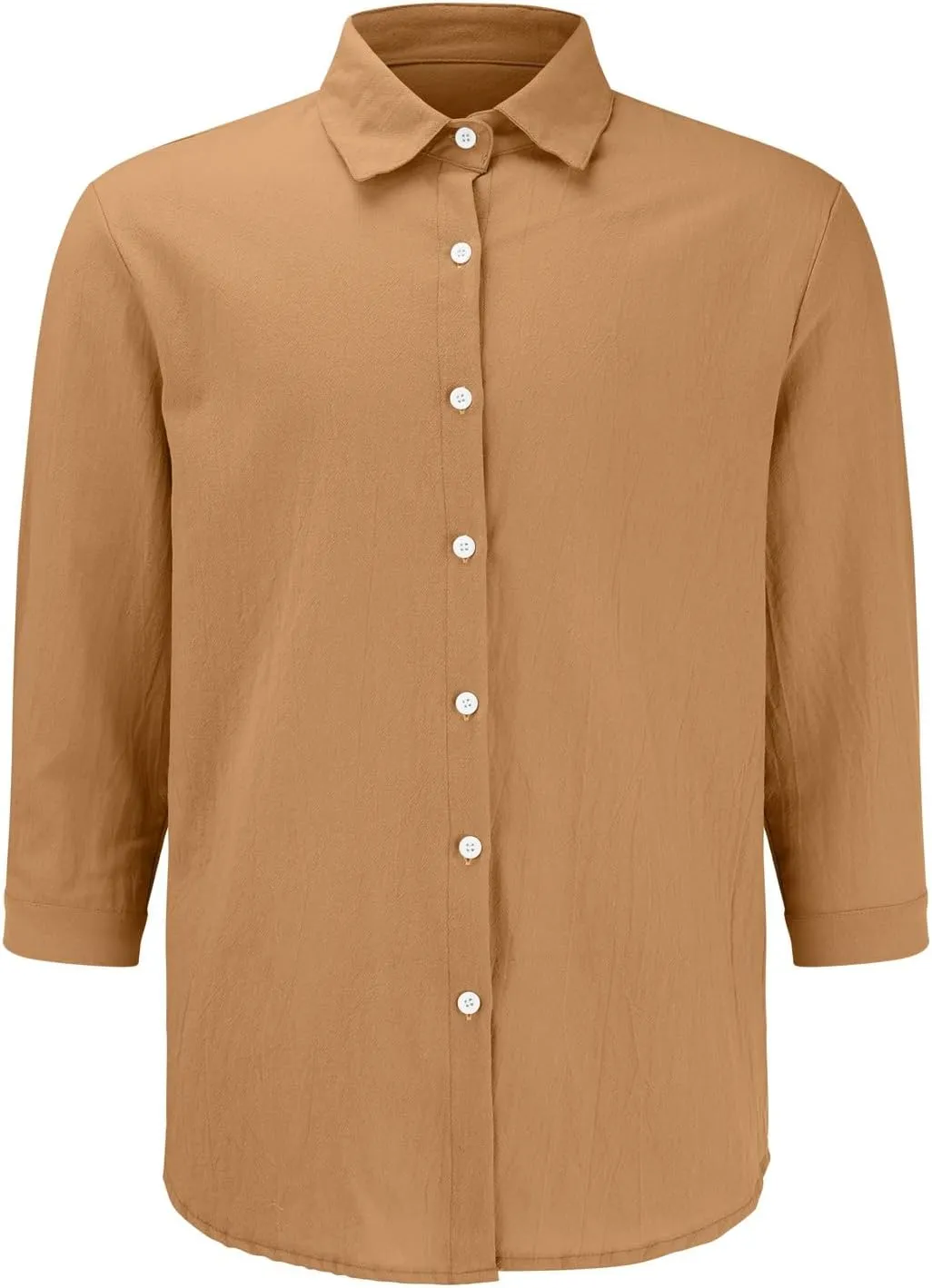 Men's Cotton Linen Shirts Summer Casual Button Down Long Sleeve Shirt Lightweight Loose Turn Down Collar Blouses