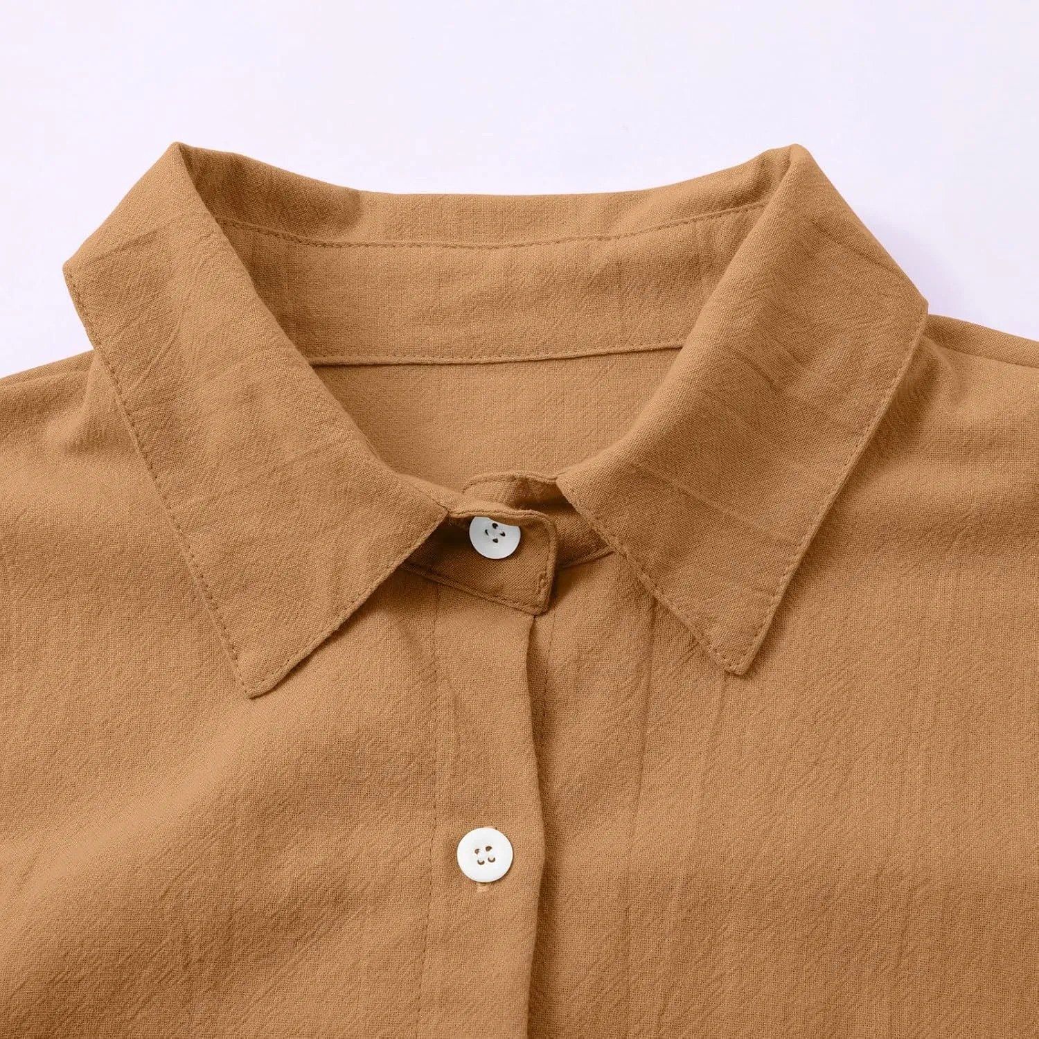 Men's Cotton Linen Shirts Summer Casual Button Down Long Sleeve Shirt Lightweight Loose Turn Down Collar Blouses