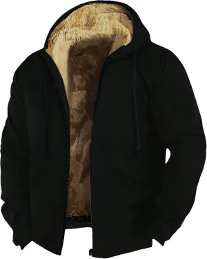 Men's Cotton Plaid Shirts Pullover Jacket Fleece Lined Shirts Sherpa Button Down Jackets with Hood for Men