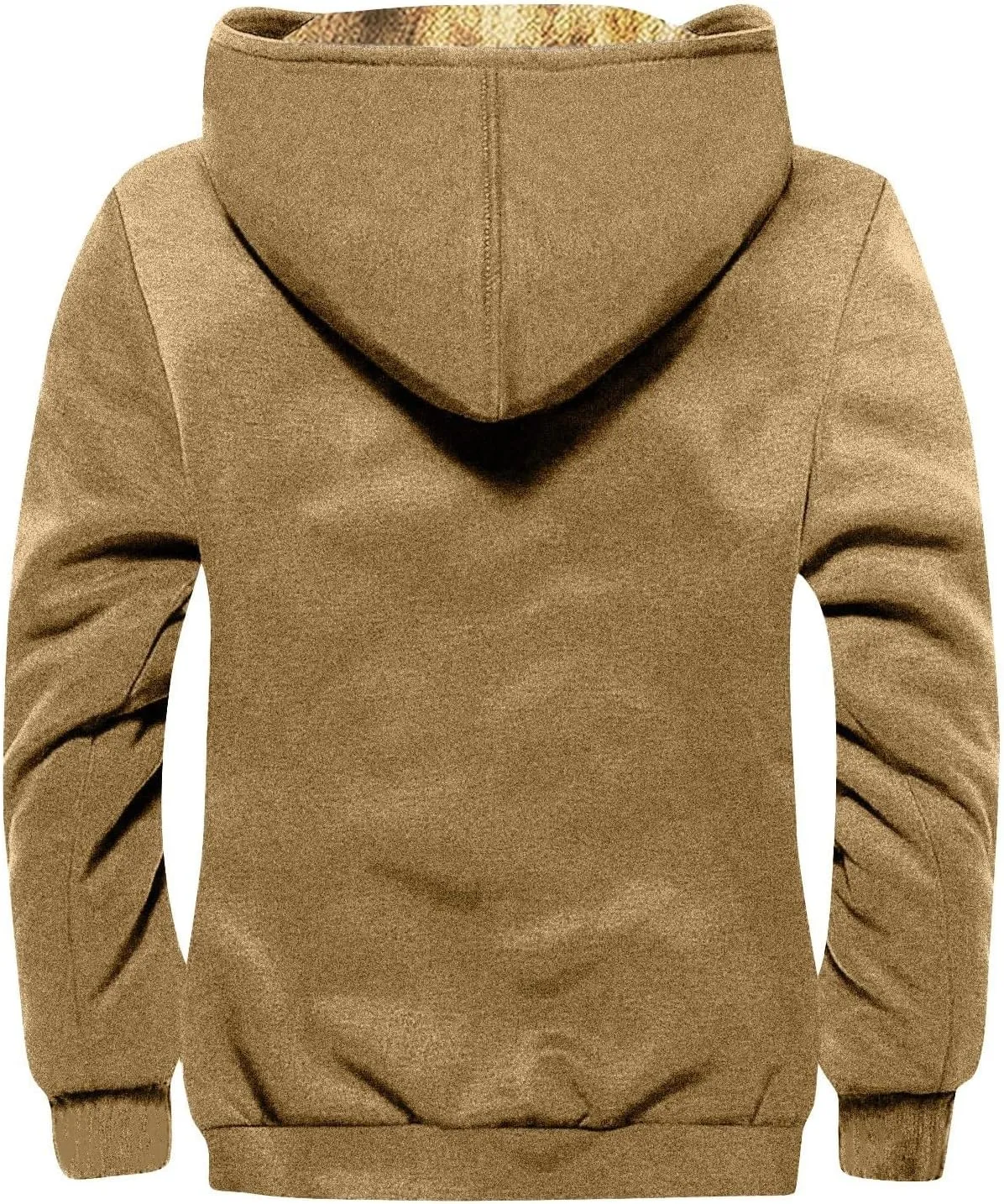 Men's Cotton Plaid Shirts Pullover Jacket Fleece Lined Shirts Sherpa Button Down Jackets with Hood for Men