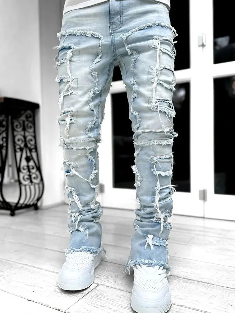 Men's Creative Tassel Straight Leg Jeans - Unique Style and Comfort in Every Step