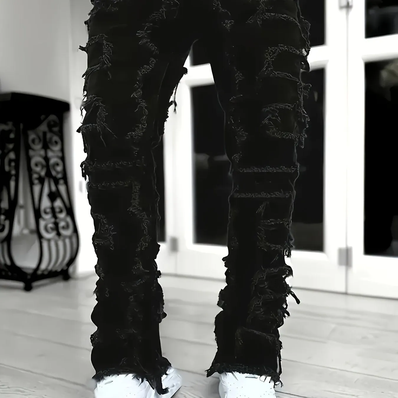 Men's Creative Tassel Straight Leg Jeans - Unique Style and Comfort in Every Step