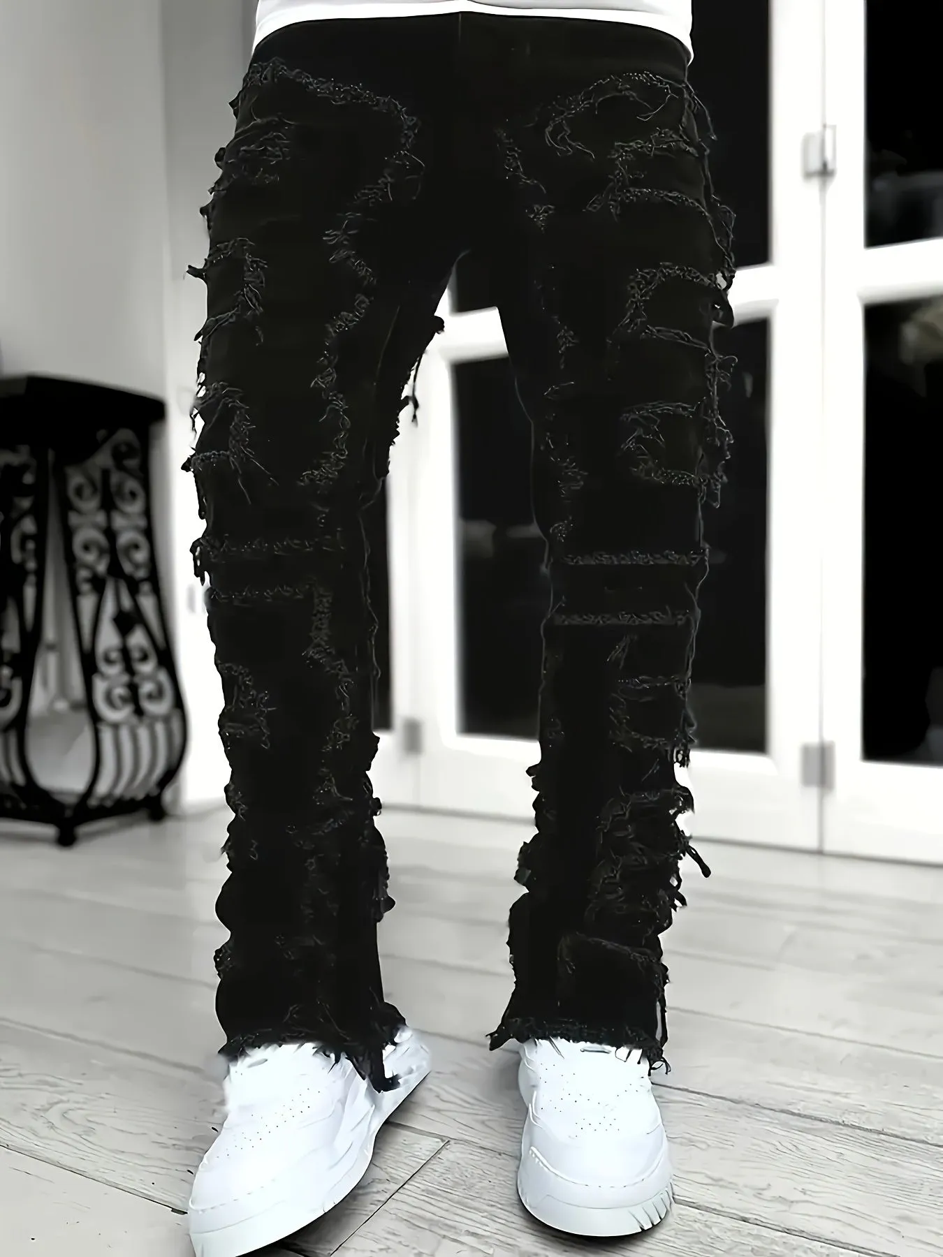 Men's Creative Tassel Straight Leg Jeans - Unique Style and Comfort in Every Step