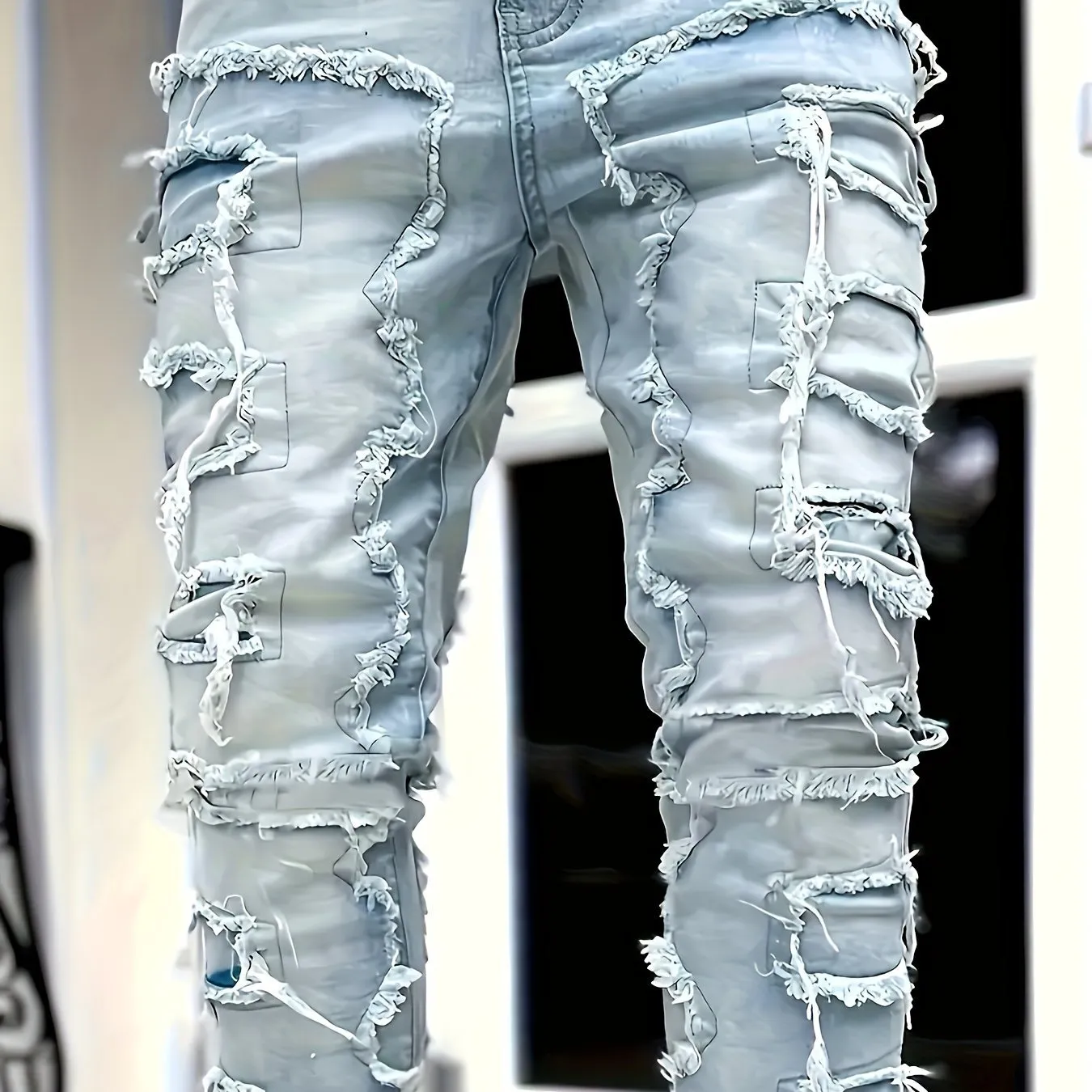 Men's Creative Tassel Straight Leg Jeans - Unique Style and Comfort in Every Step