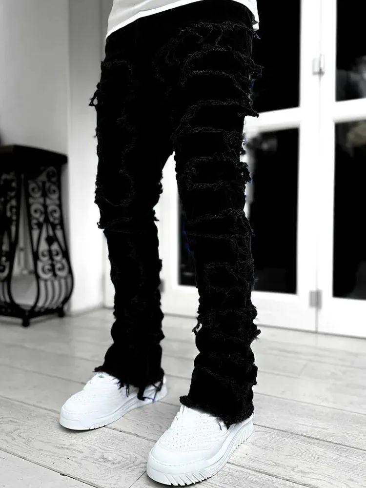 Men's Creative Tassel Straight Leg Jeans - Unique Style and Comfort in Every Step