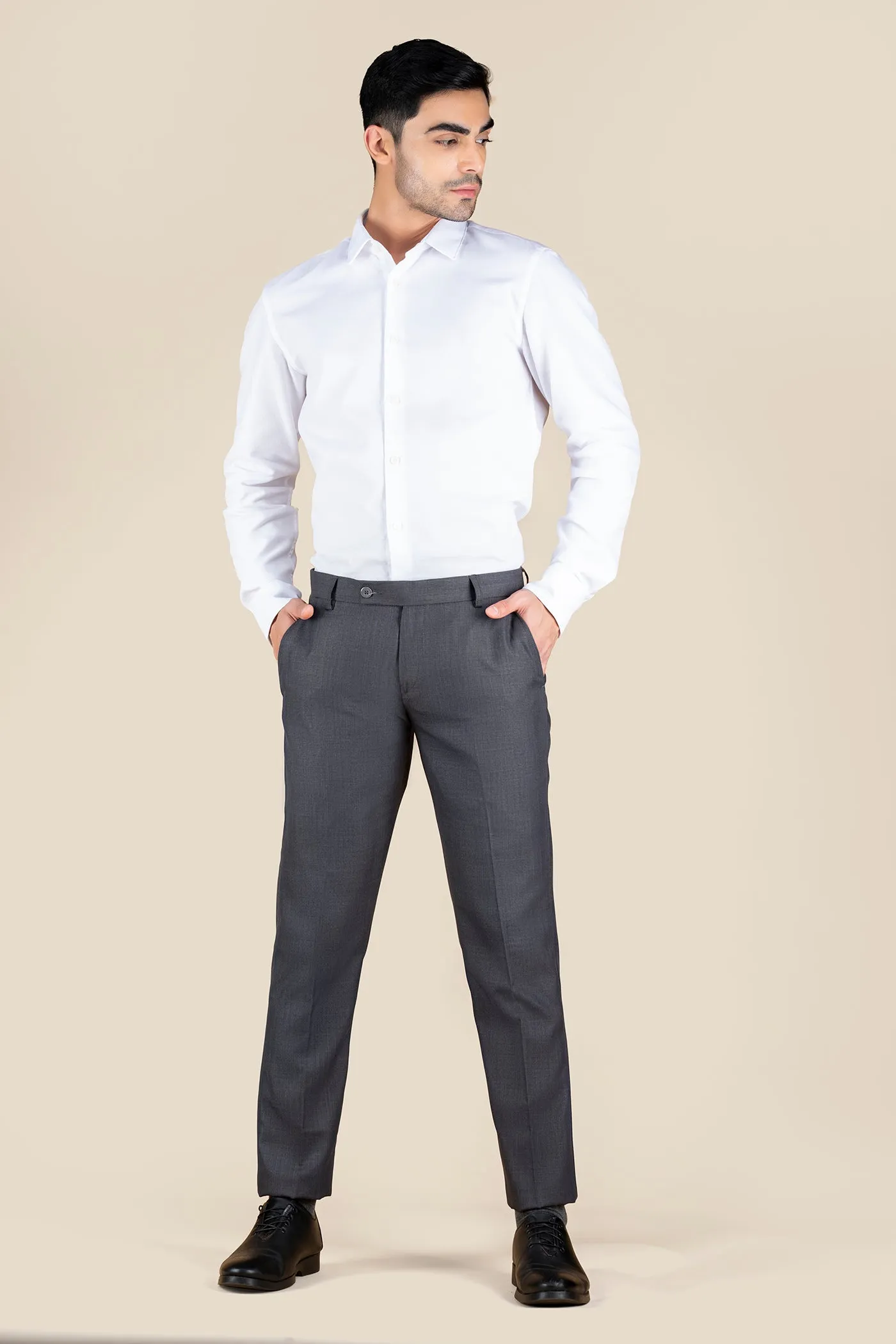 Men's Dark Grey Formal Trouser