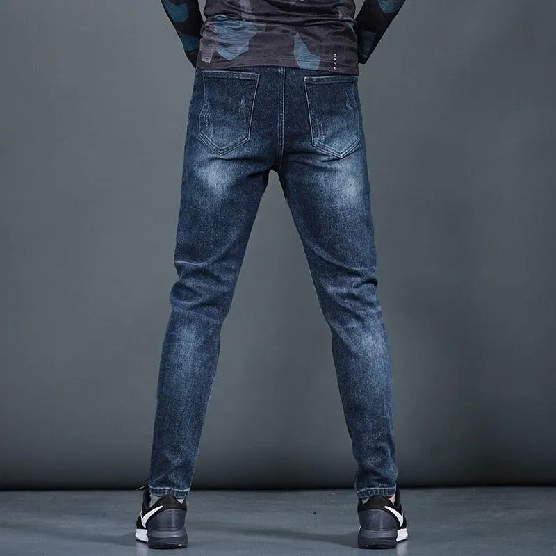 Men's Designer Patchwork Slim Fit Jeans